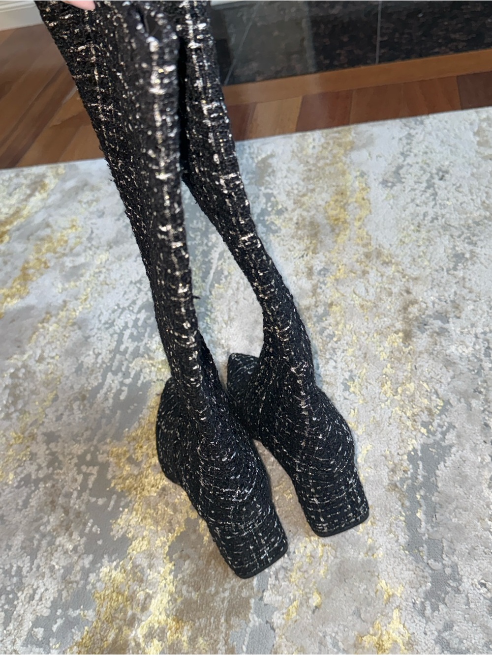Jessica Simpson Black Tweed Over-the-Knee Pointed Boots - Picture 3 of 4